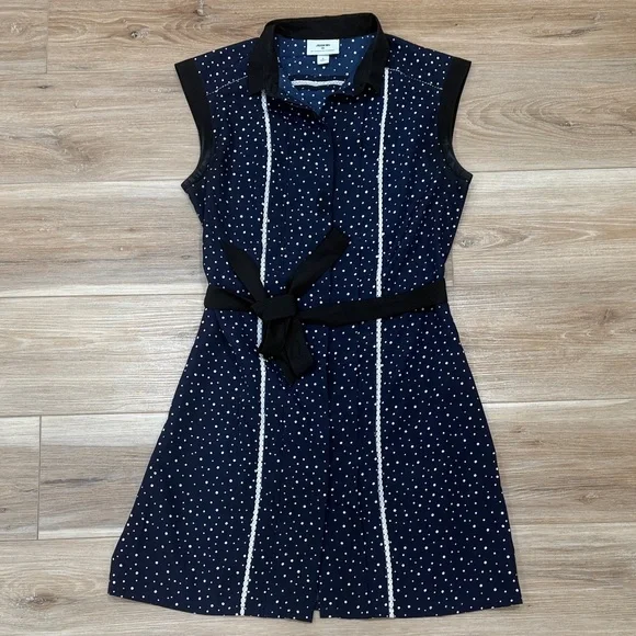 blue polka dot dress target Navy Polka Dot Jacquard Angela Midi Dress